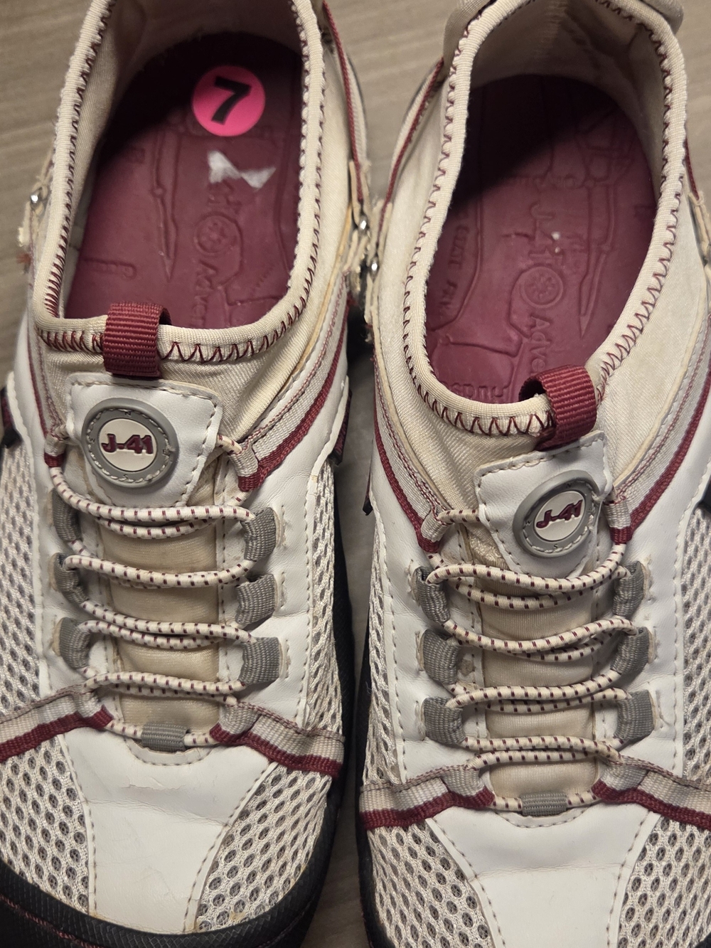J-41 White and Burgundy Casual Sneakers